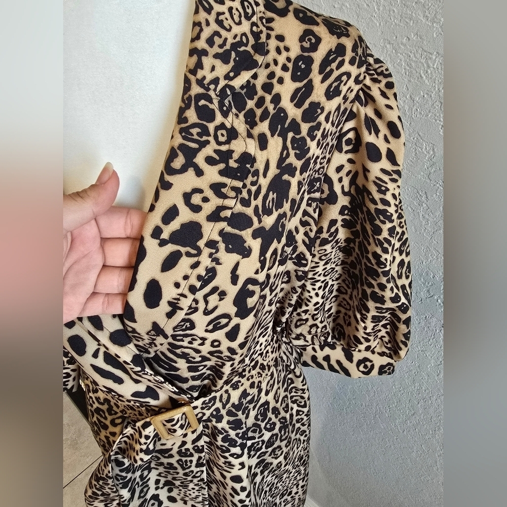 Saint Genies Leopard Print Women's Coat Dress - Picture 5 of 9